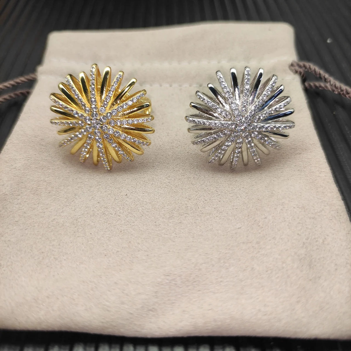 FASHIONISTA DY High-Quality Silver-Plated 28mm Full Sky Star Diamond-Set Ring, Gold-Plated Diamond-Set Ring, Jewelry