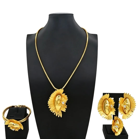 Zhuerrui Dubai Luxury Gold Plated Jewelry Set for Women 4Pcs Twisted Chain African Bridal Wedding Party Jewelry Gifts HE2550720