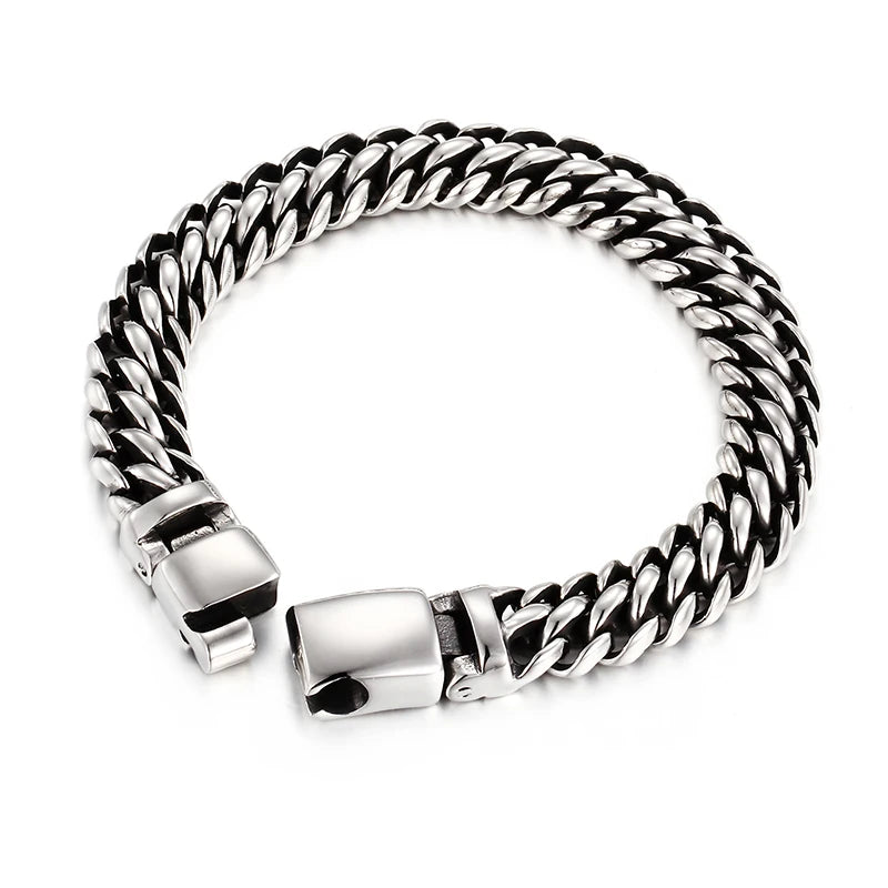 KALEN Silver Color Stainless Steel Link Charm Bracelets for Men