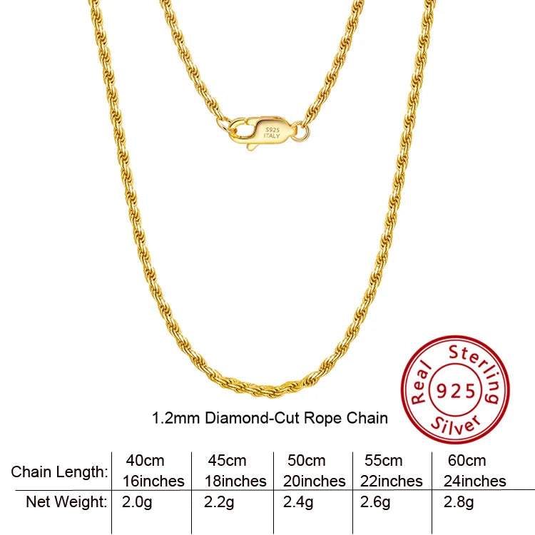 S&S 925 Sterling Silver Chain Necklace — Rope, Figaro, Cuban & Box | S&S Collection