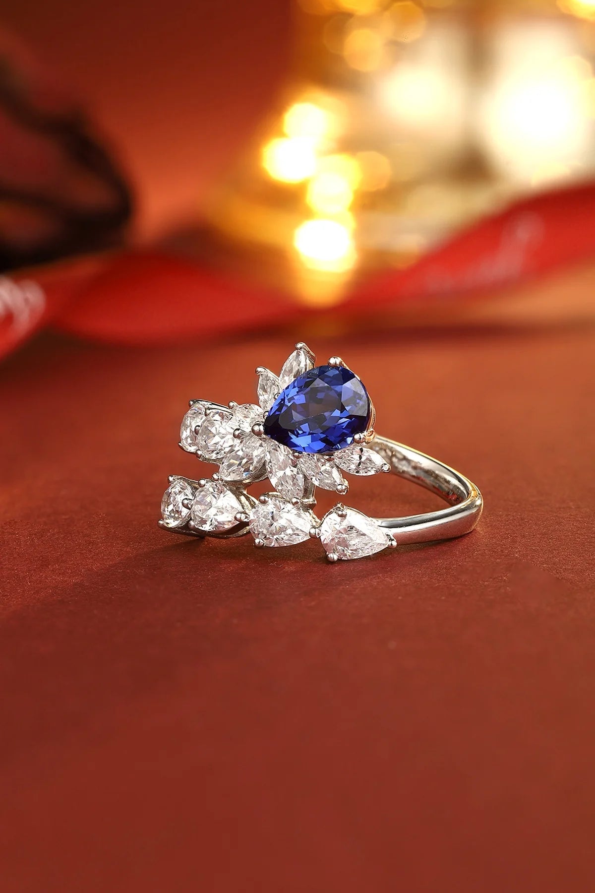 Gemfiori Jewelry Trendy High Quality S925 Silver Cultivated Sappjire Ring Unisex Engagement Ring for Wedding Party or Gift