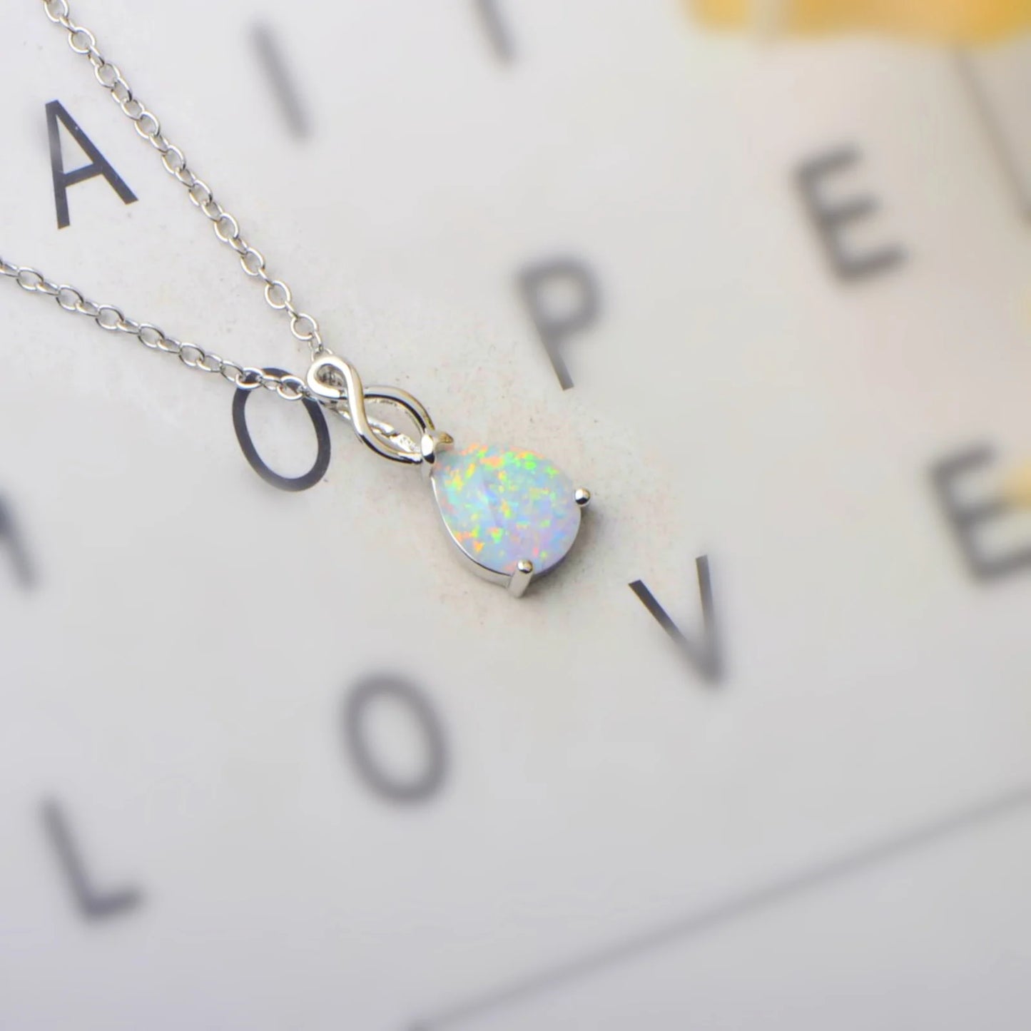 Teardrop Opal Pendant | Twisted Silver Fashion Necklace