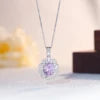 S&S Purple Lab Stone Oval Cut Bridal Jewellery Set | 925 Silver Rhodium Plated Necklace, Ring & Earrings | S&S Collection