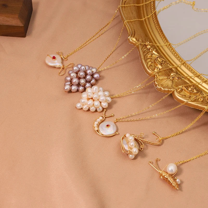 925 Sterling Silver Choker Necklace Natural Freshwater Pearl Flower  Pendant Necklace for Women Fashion Jewelry
