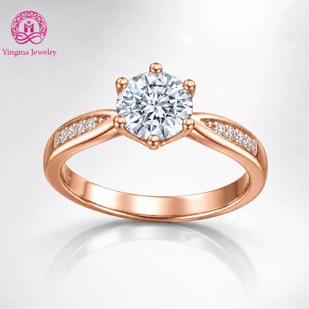Gioiellieri Radiant Lab Grown Diamond Ring 1CT D VVS1 Round Brilliant Cut 9K 10K 14K 18K White/Yellow/Rose Gold PT950 Ladies Fashion Jewelry