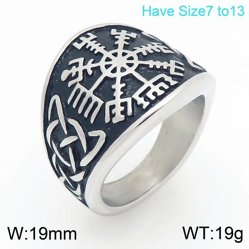 VIKING Celtic Knot Compass Rune Ring – Silver & Gold Stainless Steel