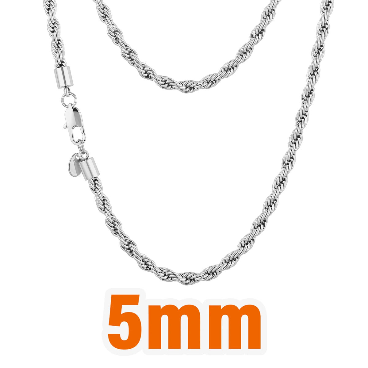 S&S 18K Gold Plated Rope Chain Necklace | Stainless Steel | 2.5–6mm
