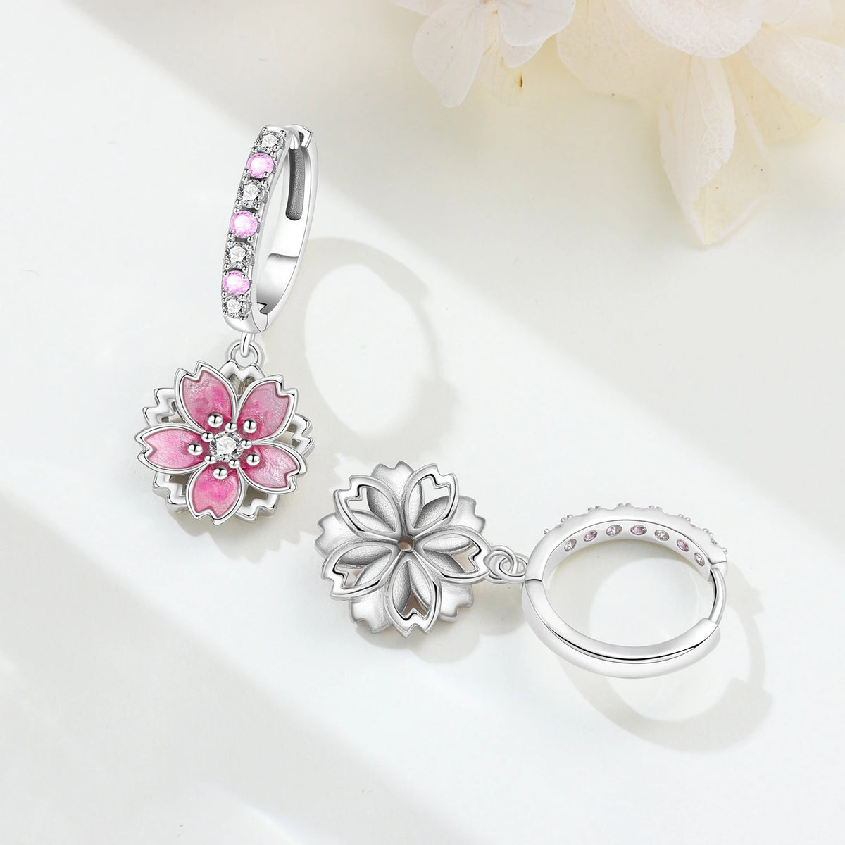 S&S Silver Plated Zircon Flower Drop Earrings | 16 Colours