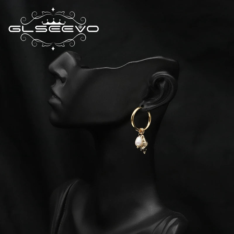 Starfish Sea Snail Natural Fresh Water Pearl Dissymmetry Earring for Woman Original Unique Western Fashion Party Jewelry