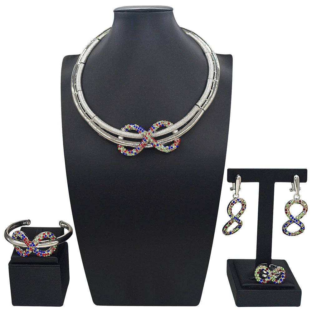 Zhuerrui Hot Sale Butterfly Xoxo Necklace Set Rhinestones Exquisite 4Piece Set Gold Filled Women Bridal Jewelry Set HC21070119