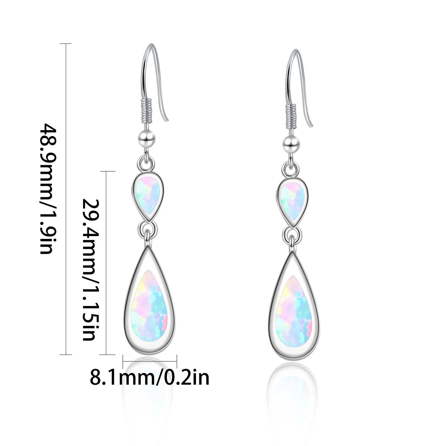 Layered Teardrop Opal Drop Earrings - Iridescent Opal Double-Drop Design | Elegant Daily Jewelry Bulk Gifts