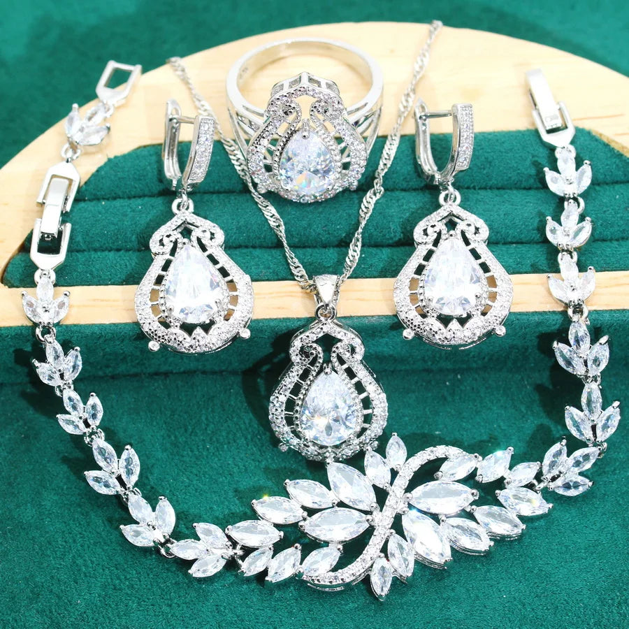 XOTICA 2024 New Purple Zirconia 925 Silver Women's Jewelry Sets Wedding Earrings Rings Pendant Necklace-for Parties Engagements