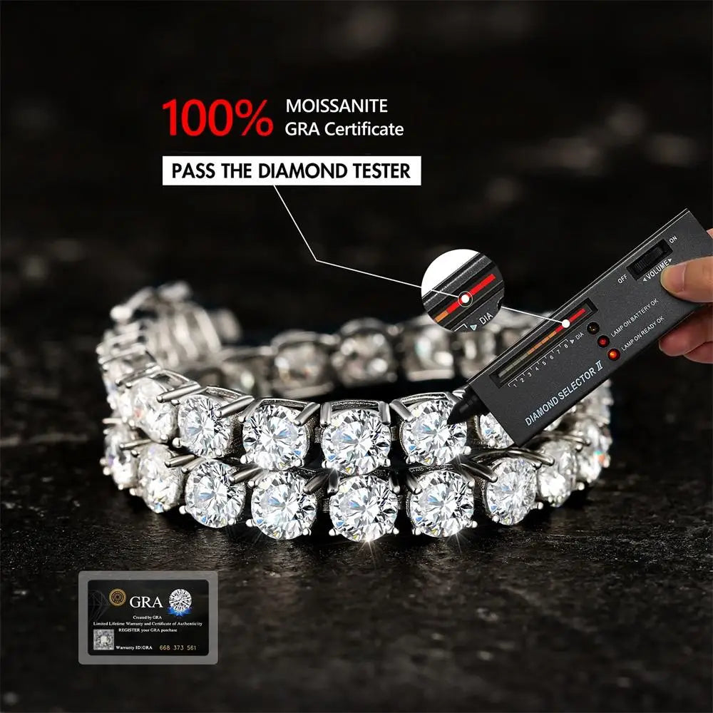 Pass Diamond Tester 4mm Iced Out Bracelet Necklace Hip Hop Jewelry VVS 925 Sterling Silver Moissanite Tennis Chain for Women MEN