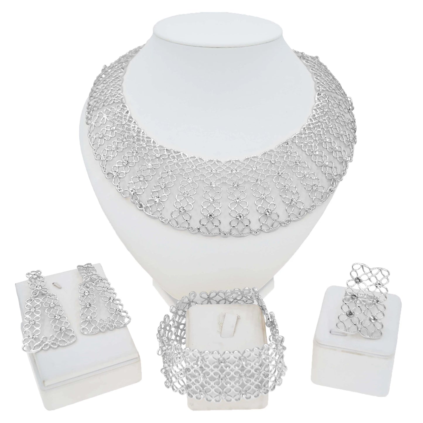 Zhuerrui Charm Hollow Jewelry Set Italian Luxury Women Jewelry Diamond Earrings Accompanied by Bridesmaids Hand CeremonyH00768