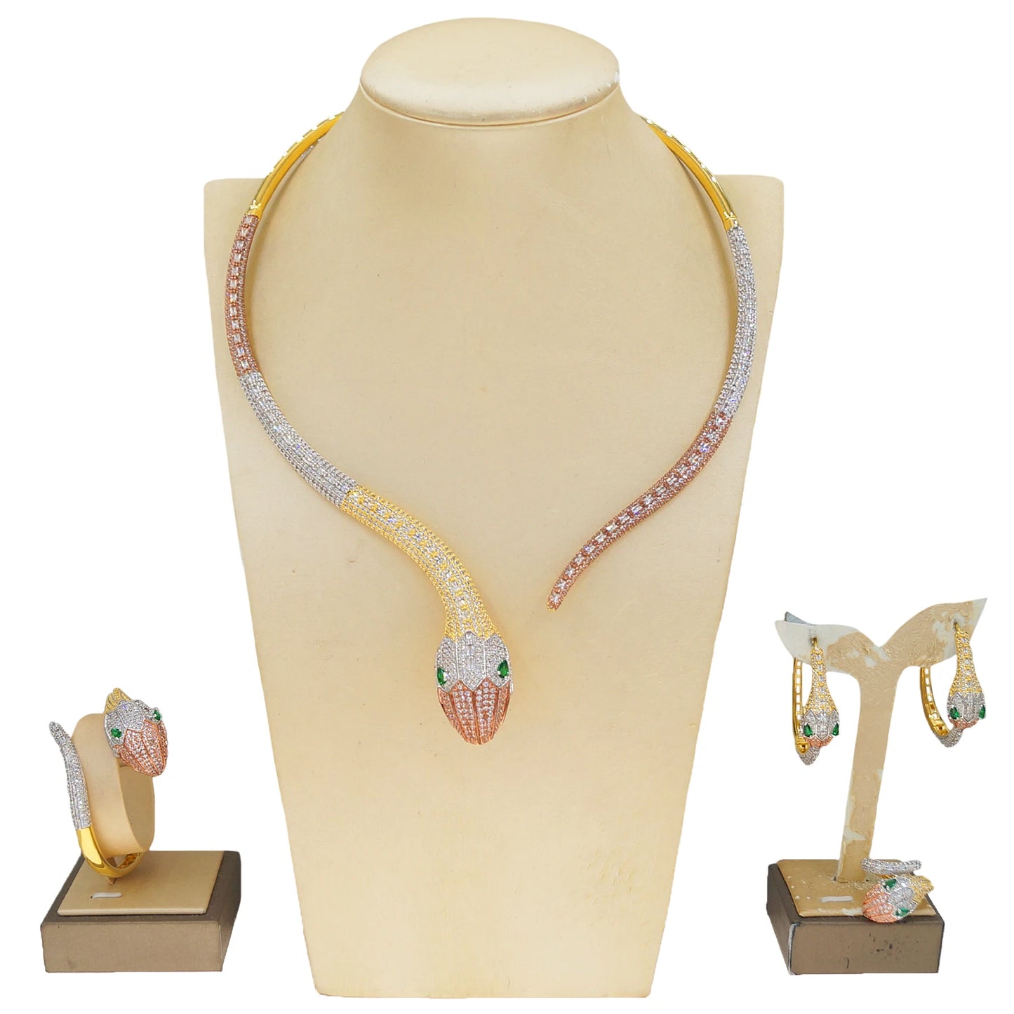Zhuerrui New Exclusive Design of Four Pieces of Jewelry Set Bright Vivid Spirit Snake Shape Dubai Noble Wedding JewelryHZ2302157