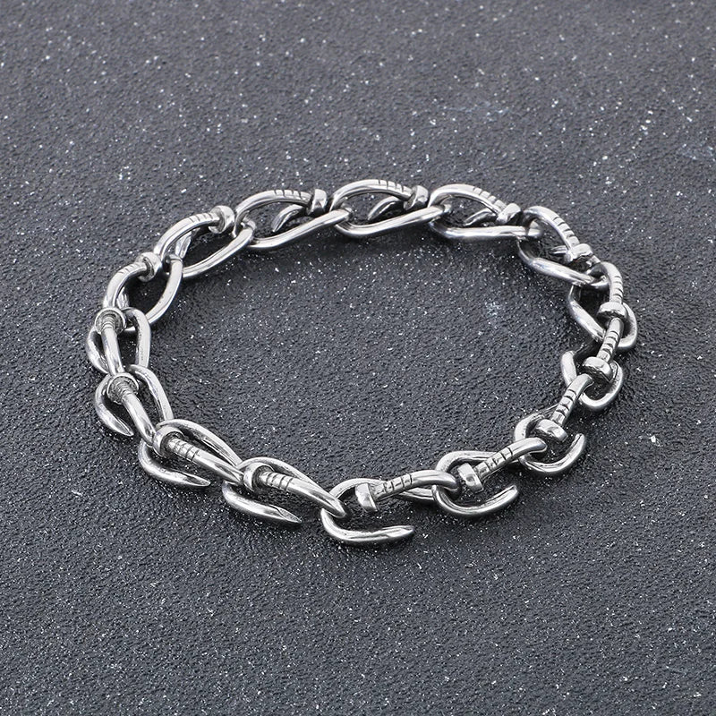 KALEN Unisex Fine Jewelry Fashion Bracelets Punk Stainless Steel Twisted Nail Links Bracelet Women
