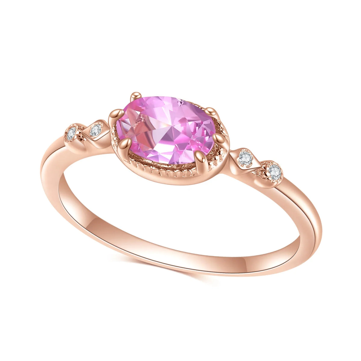 ArtistA Abiding Delicate Trendy Women Jewelry Sterling Silver 925 Rose Gold Plated Ring Lab Grown Pink Sapphire Gemstone Rings