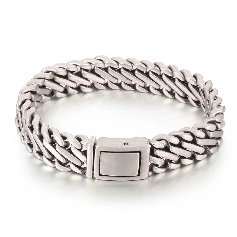 REBEL 220mm Men Casual Matte Surface Stainless Steel S Shape Links Bracelet