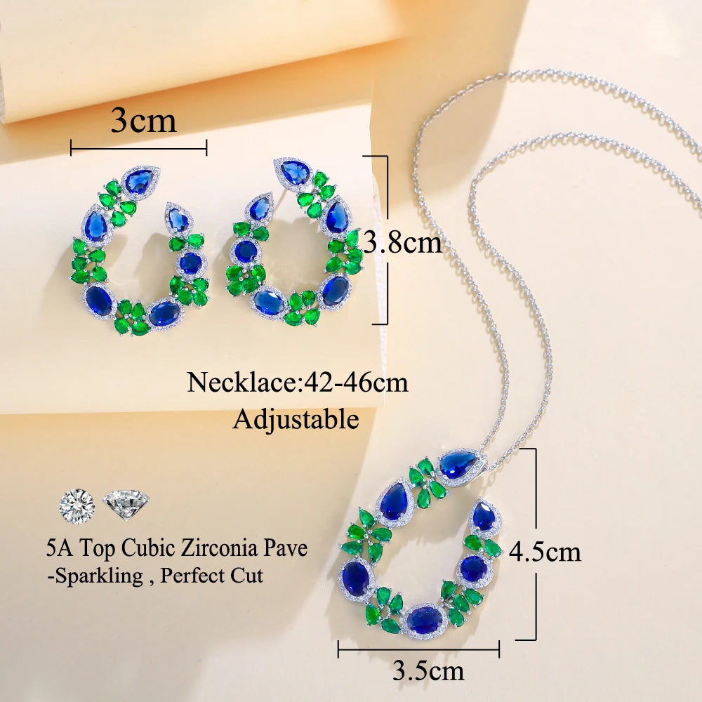 Trendy Fashion Cross Chain Link Big Necklace and Earrings Party Pendant Jewelry Set for Women Accessories