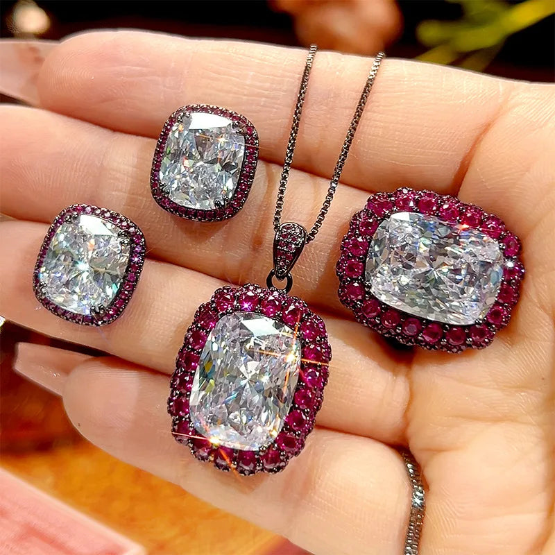 REDheart Copper Inlaid Zircon Plated Gold Plated Pearl Bird's Nest Cut Trendy Women's Wedding Pendant Necklace Set