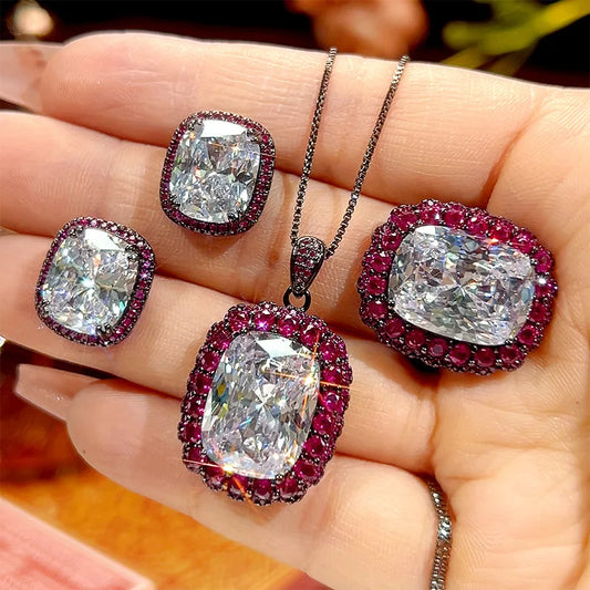 REDheart Copper Inlaid Zircon Plated Gold Plated Pearl Bird's Nest Cut Trendy Women's Wedding Pendant Necklace Set
