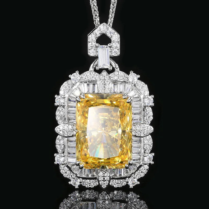 S&S Yellow Radiant Cut CZ Jewellery Set – Pendant Necklace & Ring – Gold Plated – Collection