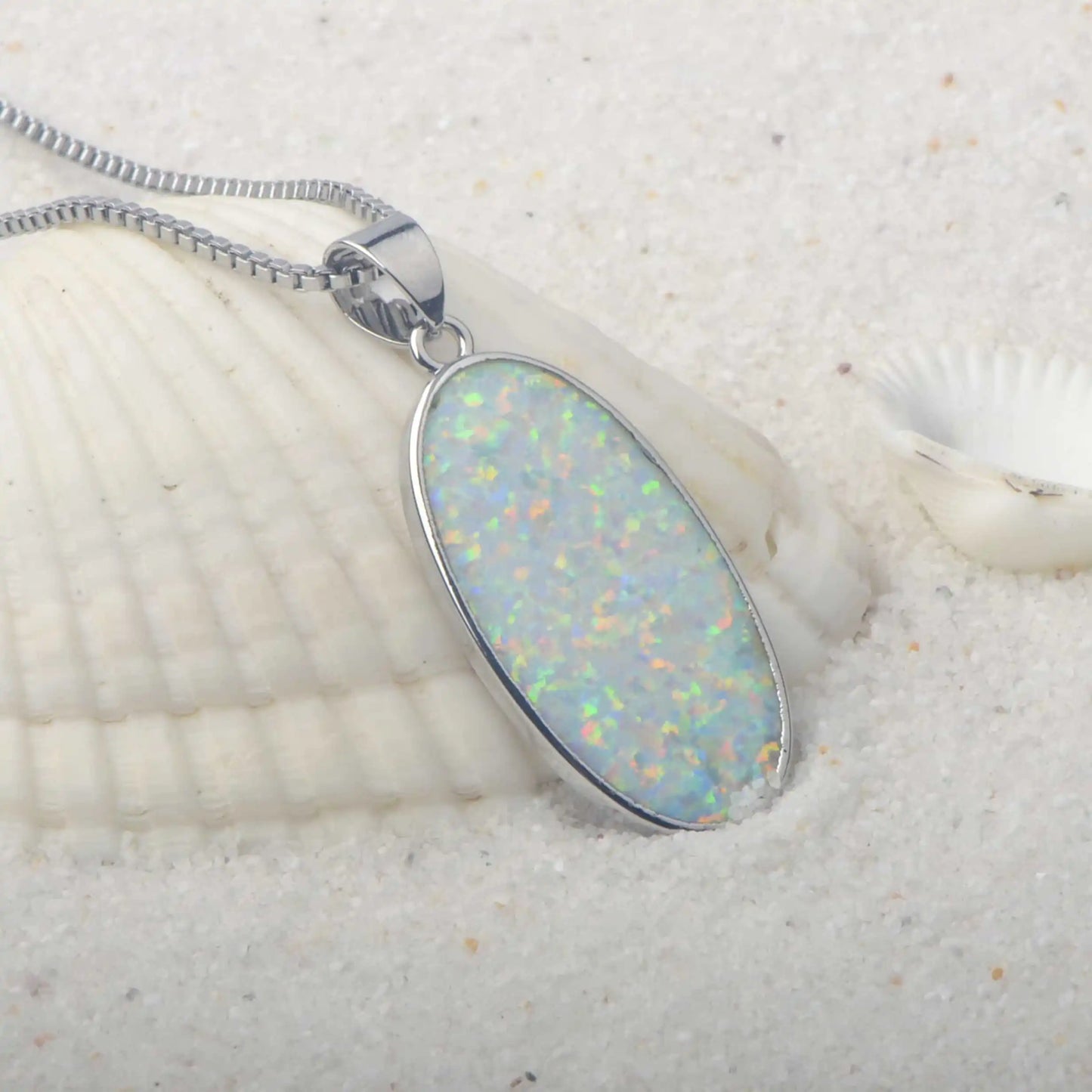 Aobao Gold Plated Opal Necklace Unisex Fashion Daily Casual Wear Jewelry