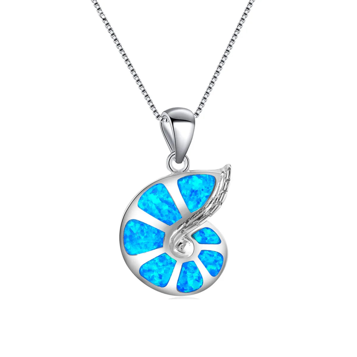 Hot Selling Christian Copper Animal Box Chain Hawaiian Conch Necklace Blue Opal Gemstone Minimalist Beach Vibe Gift Bulk Supply