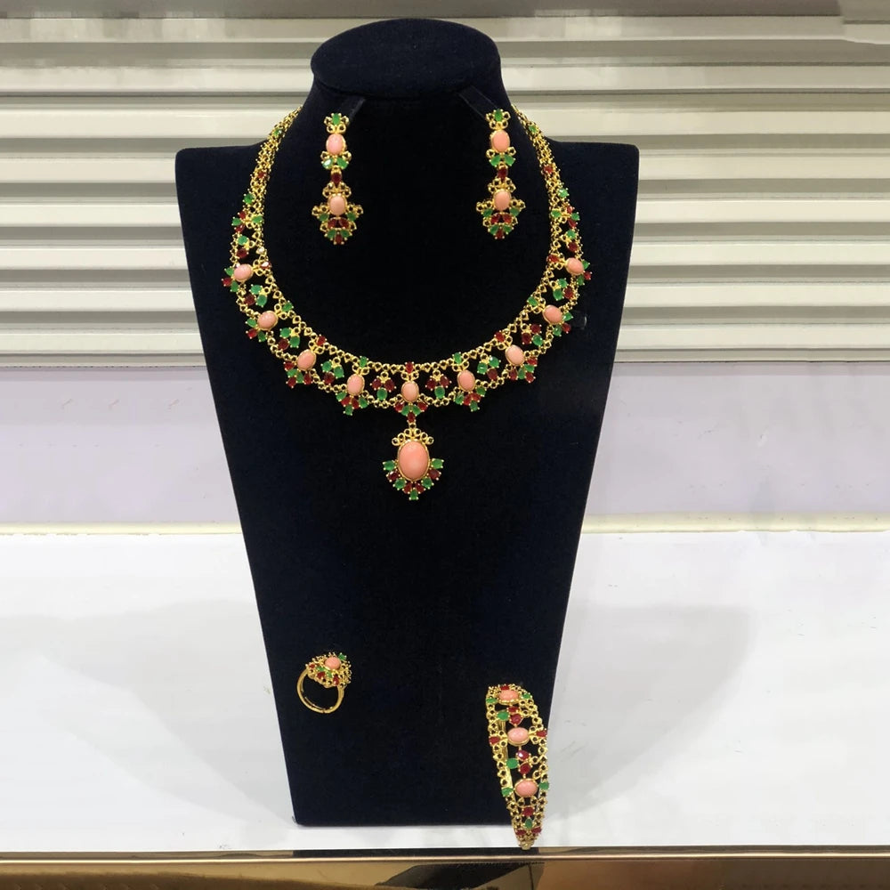 Zhuerrui Luxury Cubic Zirconia Jewelry Sets 5A Top Diamond Electroplated 4 Layers Thickened Gold Pebbles Jewelry Set HZ23072191