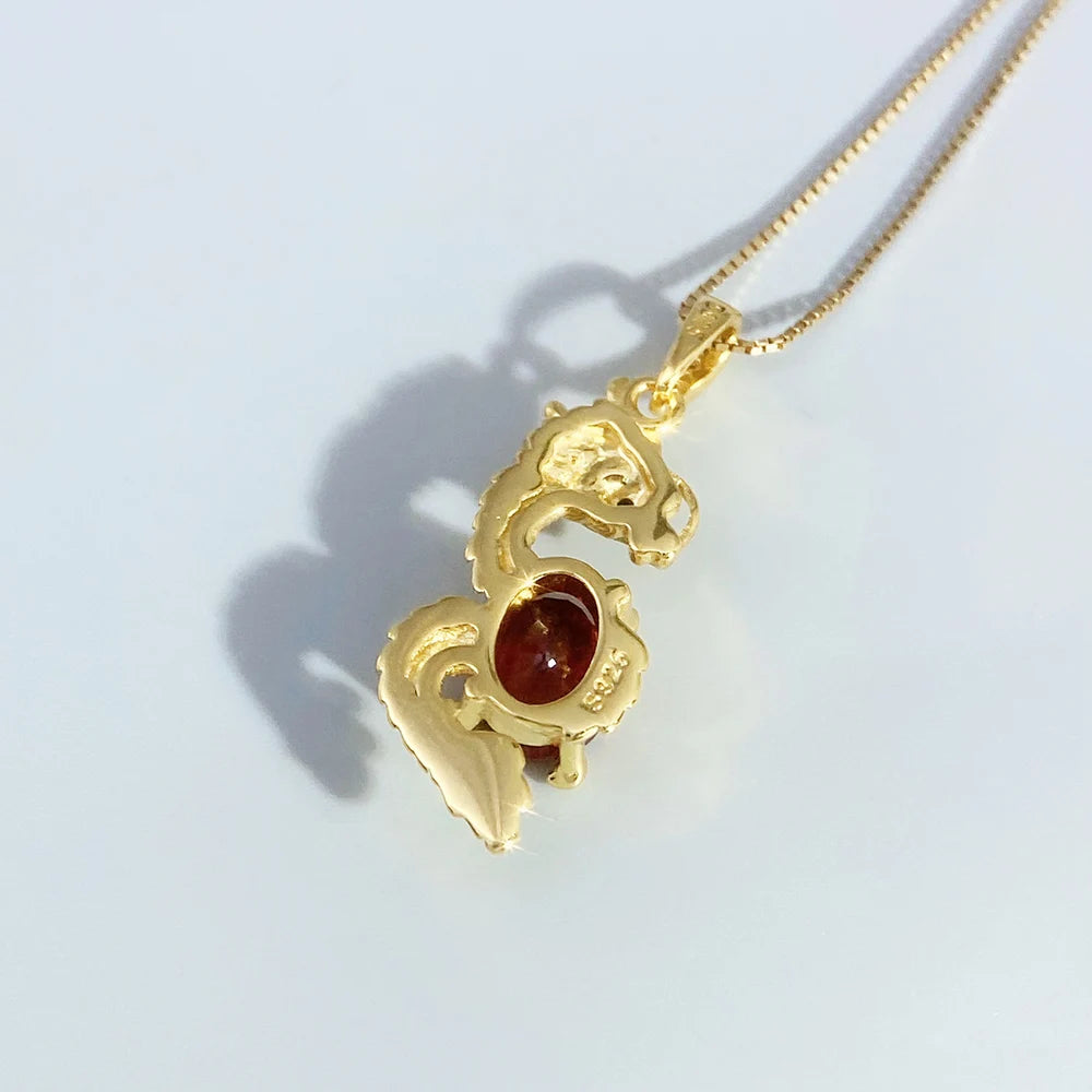 Gioiellieri Natural Pyrope Garnet Pendant with S925 Sterling Silver for Women Classic Deep Red Gemstone Jewelry Anniversary Birthday Gift