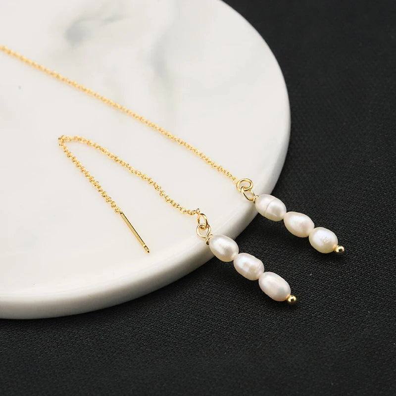 Natural Freshwater White Pearls  Wholesale Fashion Jewelry Earrings Luxury 18k Gold Plating Hoop Earrings