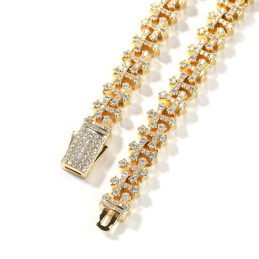 Luxury Bling Jewelry Zirconia CZ Paved Diamond Cross Cross Chunky Necklace for Men and Women Hip-Hop Necklace