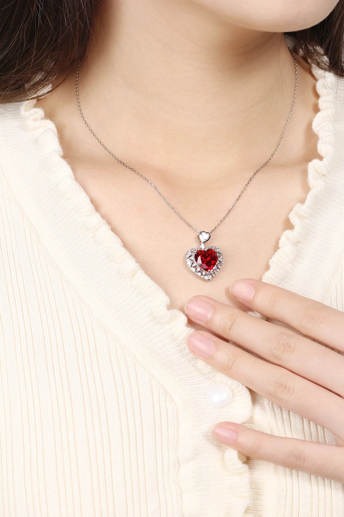 Gemfiori Explosive New Products Ruby Necklace 925 Sterling Silver Lab Grown Ruby Gemstone Jewelry for Women