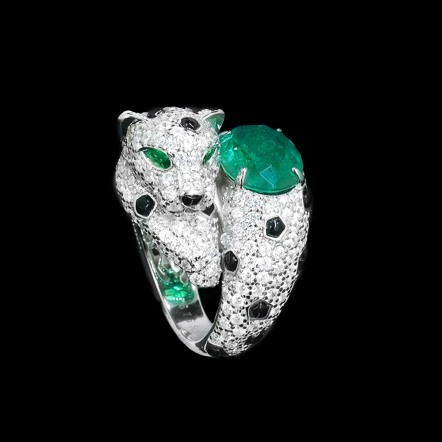 MUSHAN Women Luxury Designer Leopard Cluster Ring 925 Sterling Silver CMA Certified High Carbon Diamond Wedding Party Rings