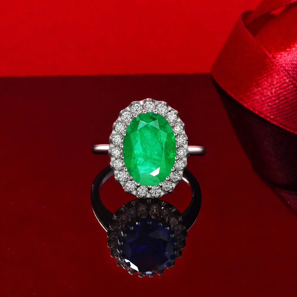 MUSHAN Luxury 925 Sterling Silver Pave Setting High Carbon Diamond Rings for Women Paraiba Wedding Party Jewelry