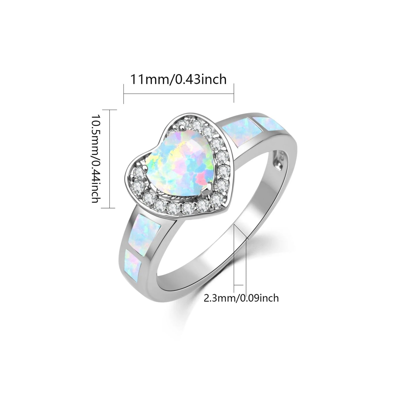 Heart Opal Twisted Ring | Iridescent Gem Inlay Band | Nature-Inspired Fashion Jewelry for Women Trendy Wear