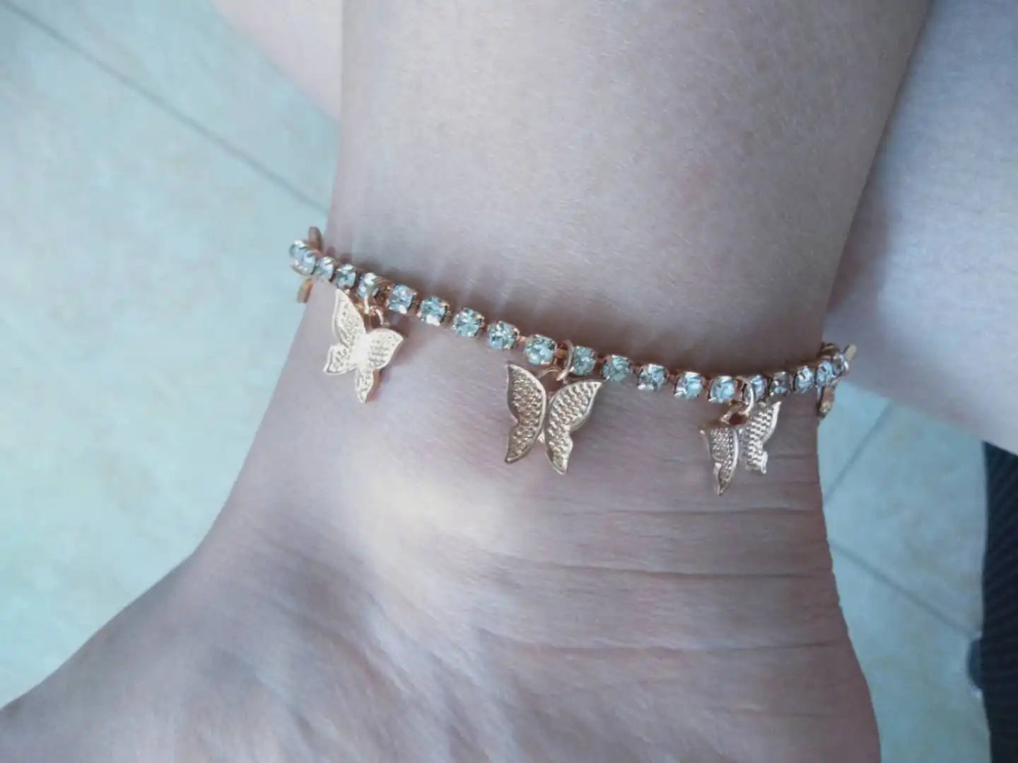 Wholesale Cuban Link Anklet Chain Anklet Butterfly Pendant Anklet for Women