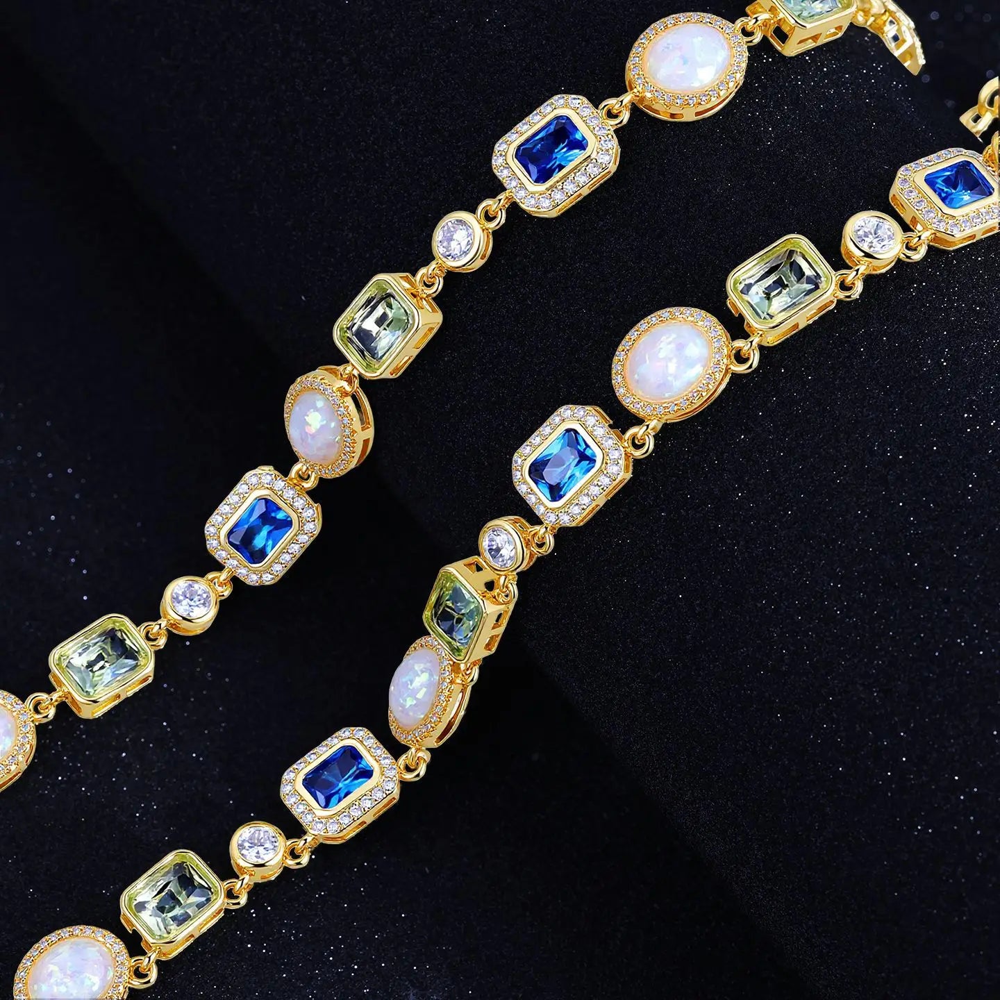 Luxury Blue Zircon Gemstone Tennis Necklace Fashion Hip Hop Jewelry Necklace Choker Necklace