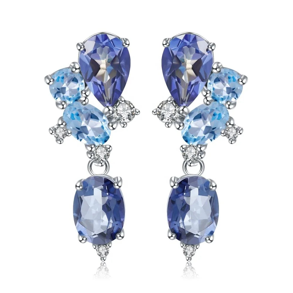 ArtistA C7645E Abiding Natural Mystic Quartz Sterling S925 Jewelry Earring High Quality 925 Sterling Silver Women Silver Drop Earrings
