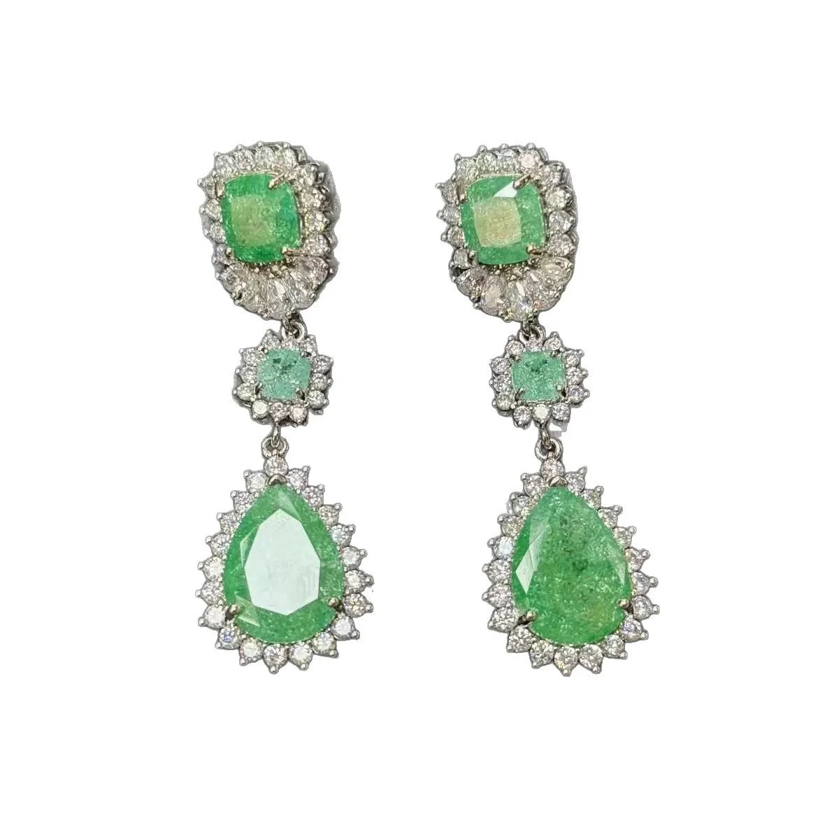 XOTICA TIANSHE Luxury Green Flower Open Ring Dangle Earrings Bracelet & Vintage Wedding Party Jewelry For Women