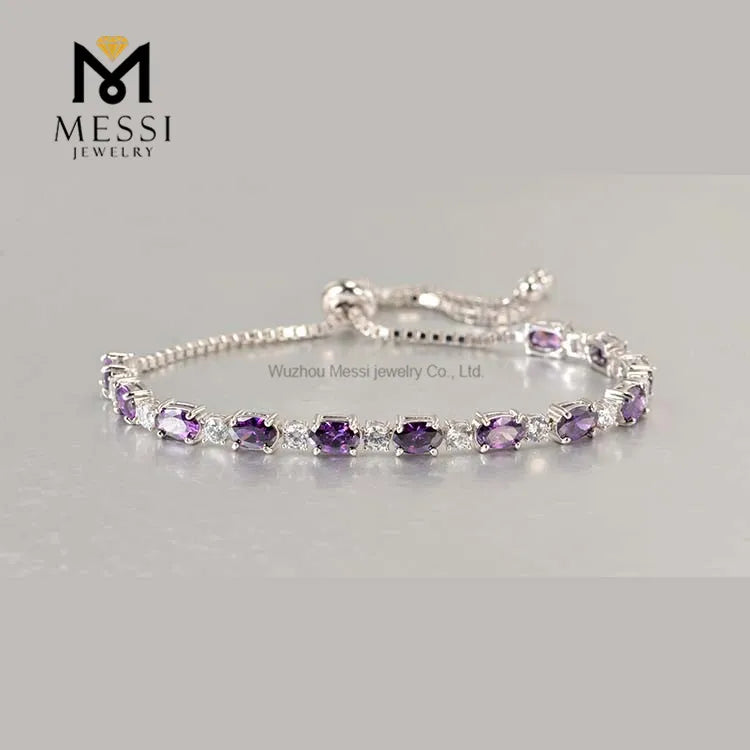 Gemfiori Messi Jewelry Oval Shape Synthetic Emerald Stones With Moissanite Diamond 14k/18k Gold Bolo Bracelet
