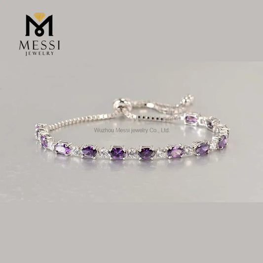 Gemfiori Messi Jewelry Oval Shape Synthetic Emerald Stones With Moissanite Diamond 14k/18k Gold Bolo Bracelet