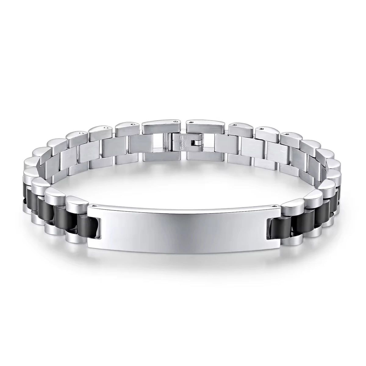 REBEL Fashionable Titanium Steel Black Gold Bent Brand Unisex Customized Stainless Steel Bracelet