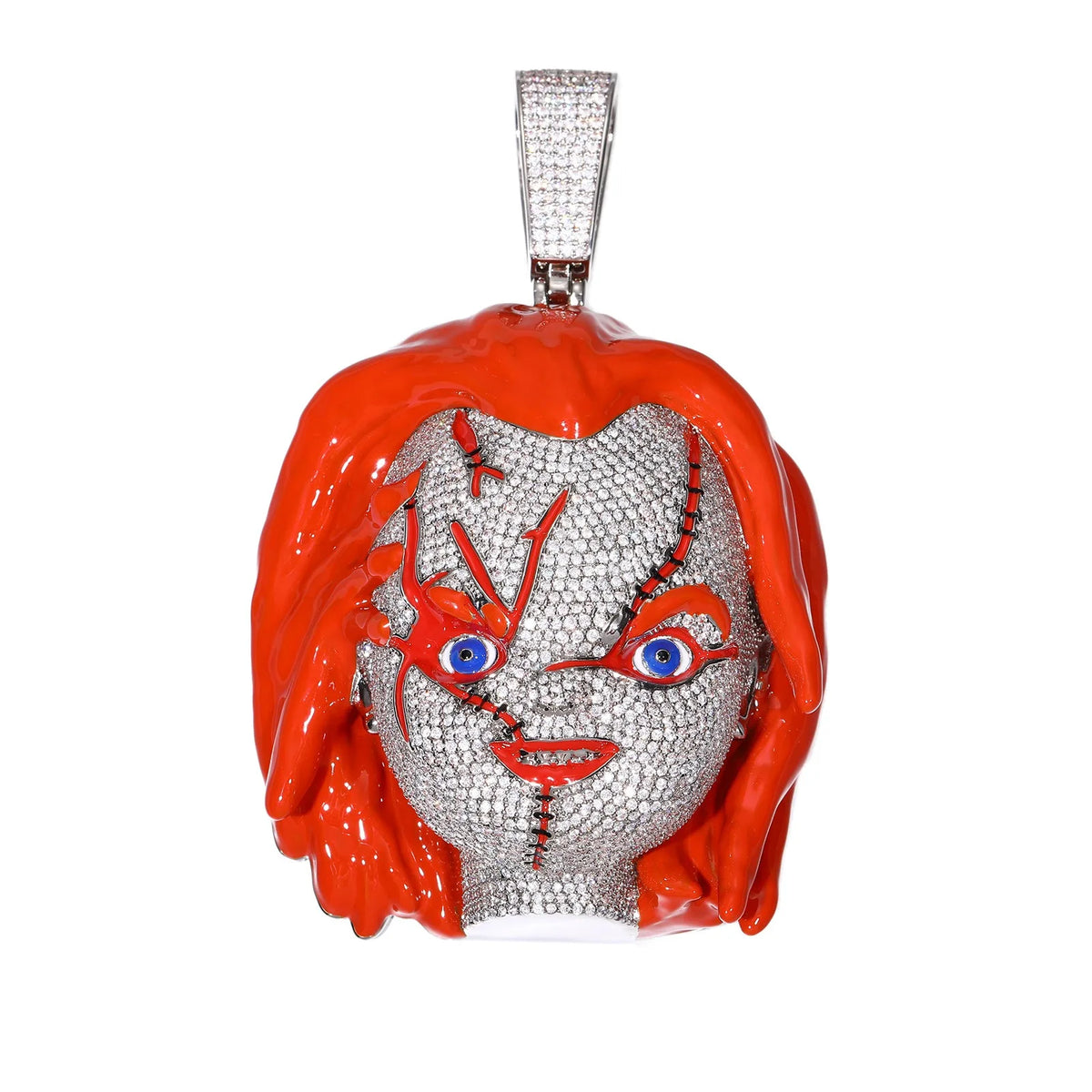 BiG-BOSS Hip Hop Gold Plated Copper Alloy Custom Men's Necklace 5A Zircon Iced Out Big 3D Cartoon Enameling Pendant Charm
