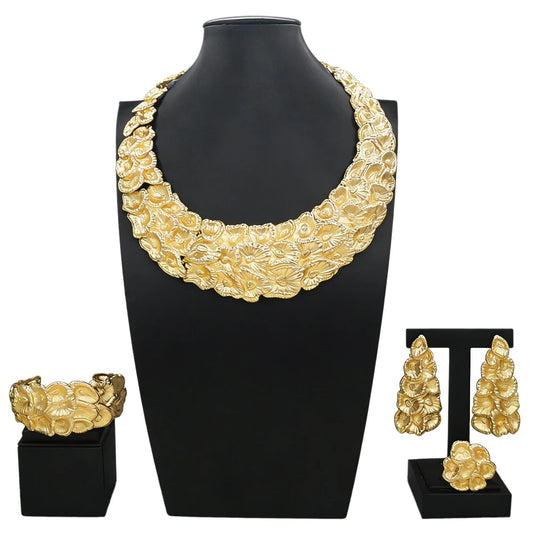 Italian Jewelry Set Alloy Brazilian Jewelry Sets Wedding Party Pendant Spiral Necklace Bracelet Ring Earrings Jewelry Set I0092