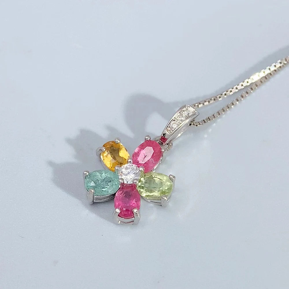 Gioiellieri Natural Tourmaline Pendant 925 Sterling Silver Necklace Fine Jewelry for Women Wedding Bridal Gift Custom Handmade