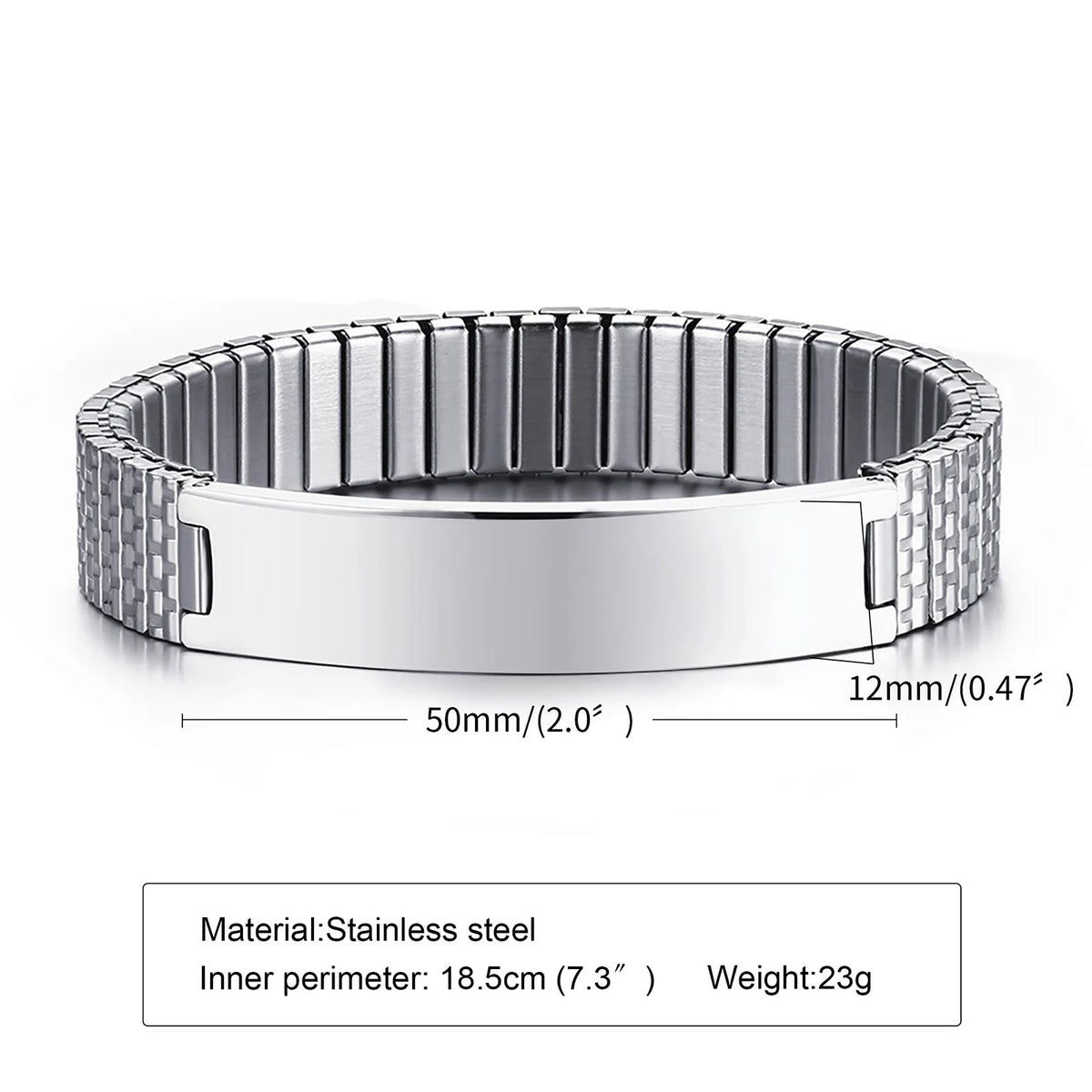 Fashionable Ethnic Style 12mm Adjustable Gold and Silver Plated Stainless Steel Elastic Chain Bracelet for Men and Women Gifts