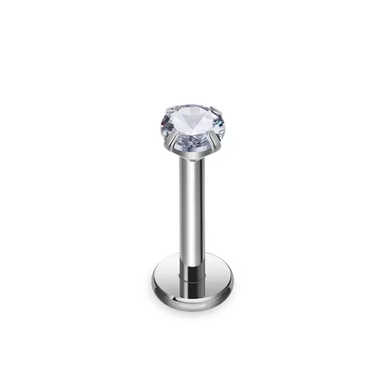 S&S ASTM F136 Titanium Opal Labret Stud | Silver | 1.2×8mm