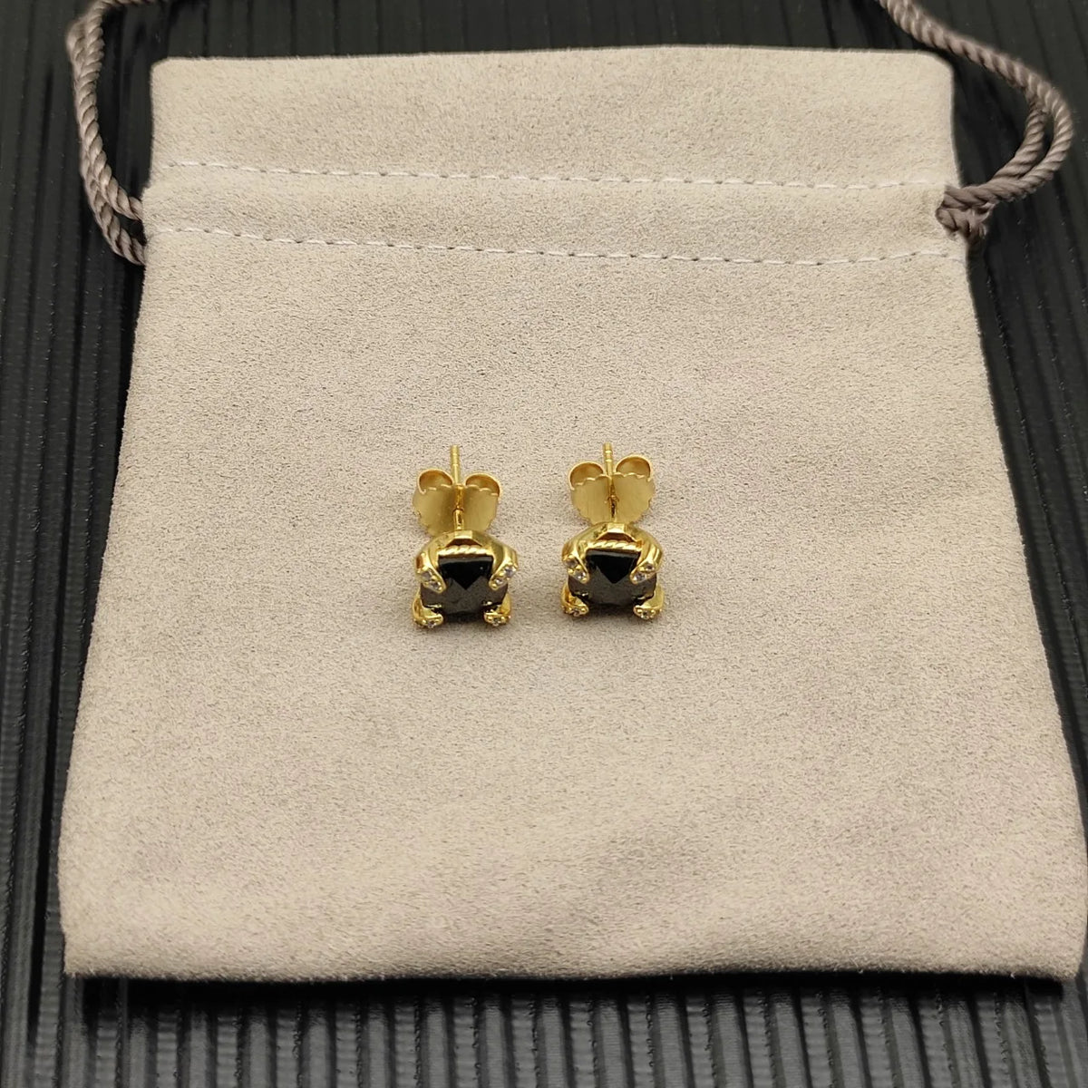 Gemfiori DY High-Quality Silver-Plated 8mm Four-Prong Diamond Earrings. Gold-Plated 8mm Colored Gemstone Earrings. Jewelry.