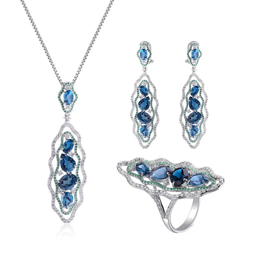ArtistA Peanut Blue Jewellery Set in 925 Sterling Silver